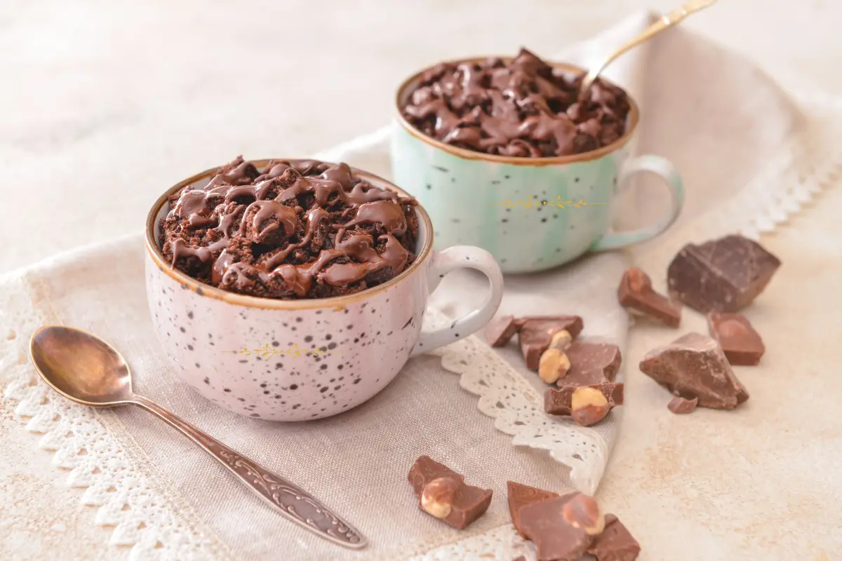 Bolo de caneca de chocolate, rápido e saboroso.