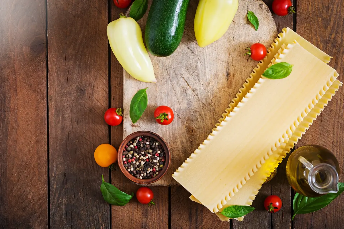 Ingredientes para a lasanha de abobrinha.