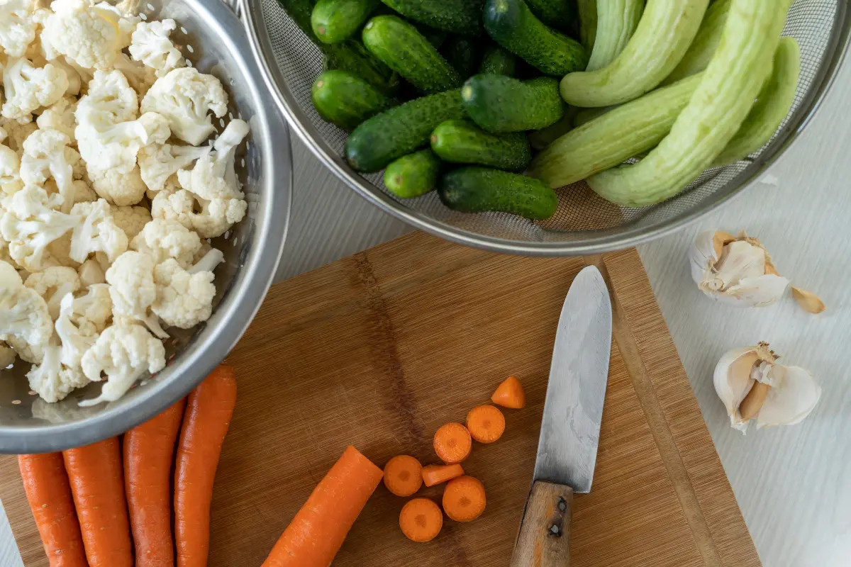 Legumes e vegetais para o jantar.