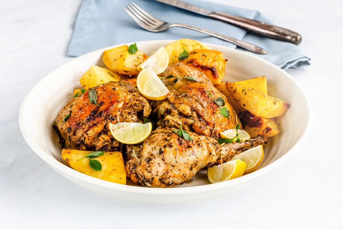 Frango com Batata Doce e Alecrim.