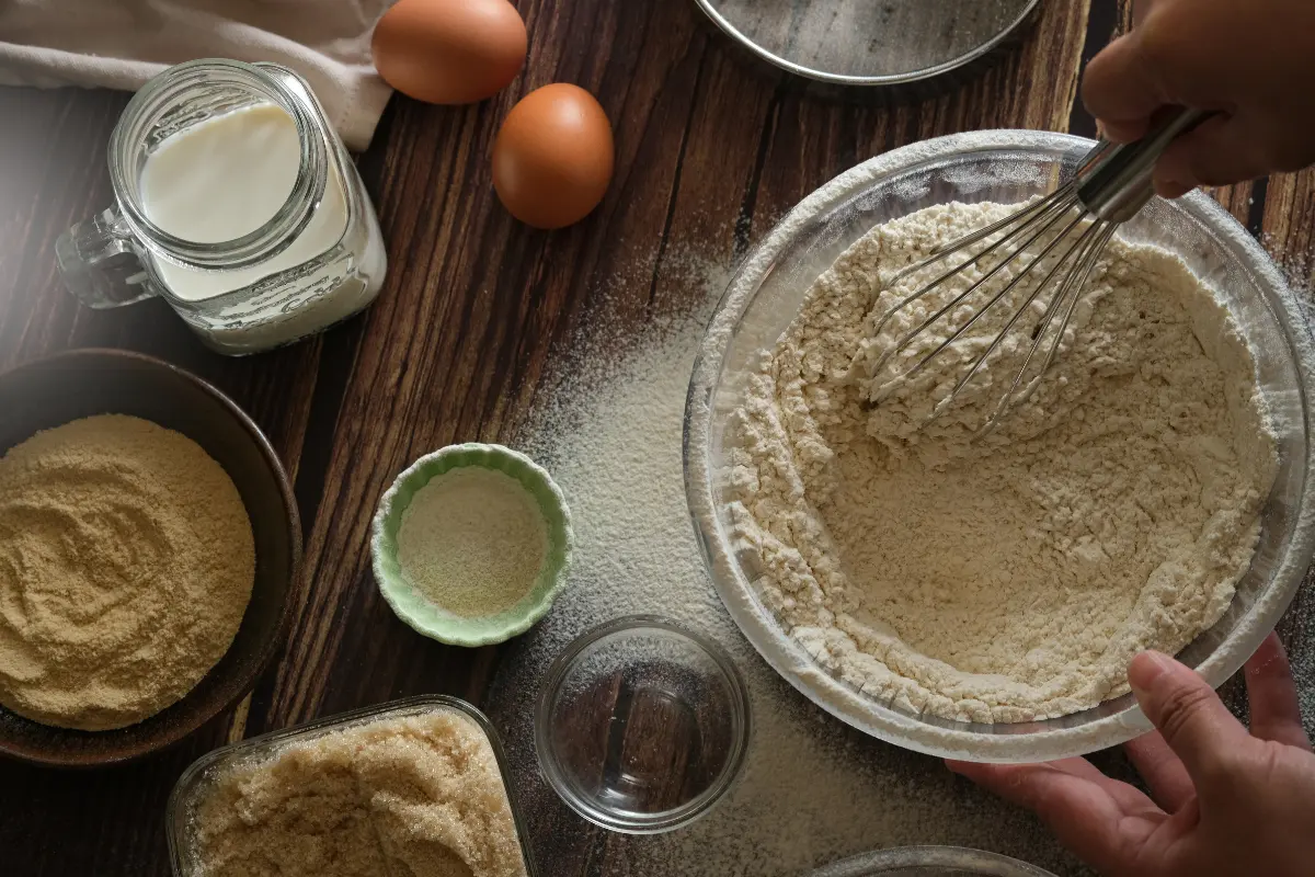 Ingredientes simples para uma panqueca sem glúten perfeita.