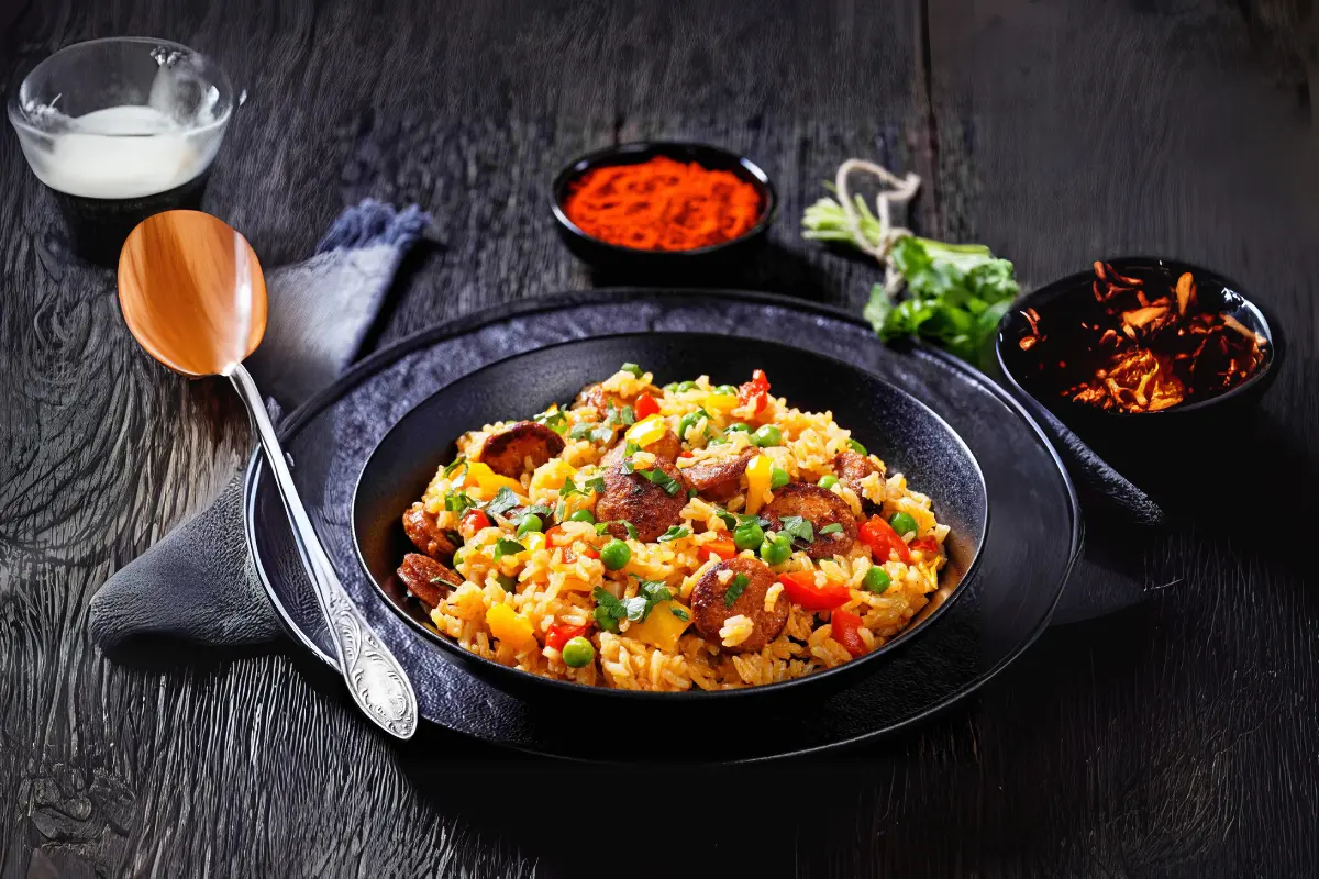 O que fazer de almoço simples dia a dia: Receita de Arroz com Linguiça.