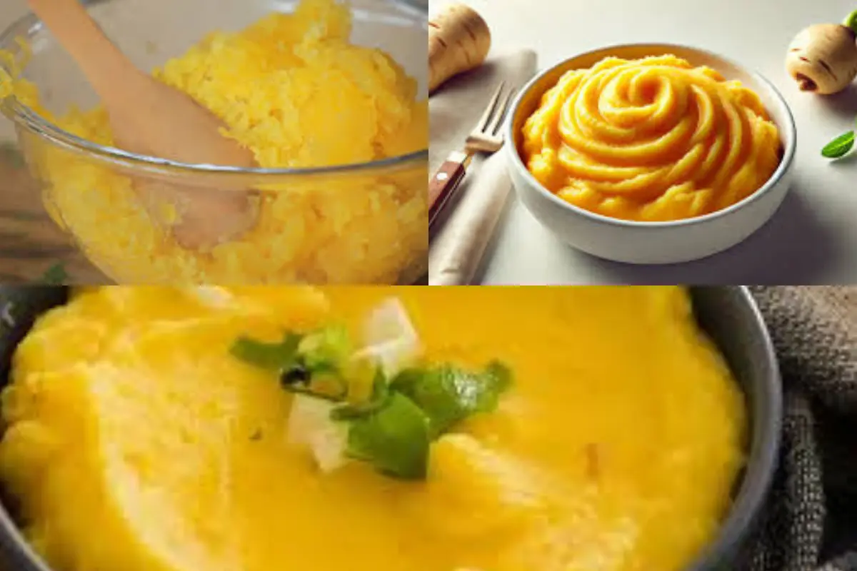 Batata-baroa cortada pronta para o preparo do purê.
