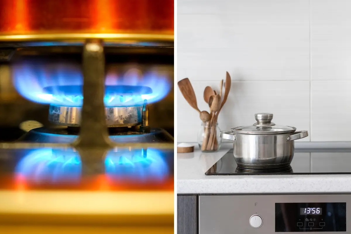 Comparação entre fogões a gás e por indução para cozinhas modernas.