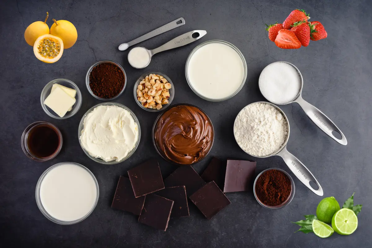Ingredientes simples e fáceis para uma mousse cremosa de gelatina.
